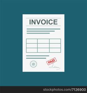 Invoice document icon on blue background. Vector