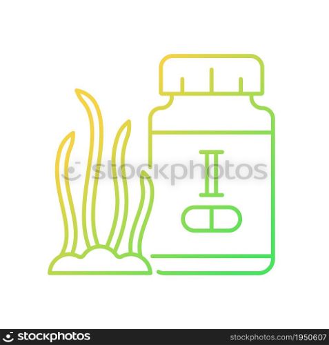 Iodine supplements gradient linear vector icon. Iodine deficiency prevention. Seafood complementary medicine. Thin line color symbol. Modern style pictogram. Vector isolated outline drawing. Iodine supplements gradient linear vector icon