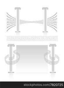 Ionic Column with Greek key pattern. Vector banner set.