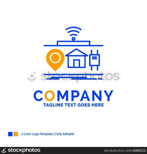 IOT, gadgets, internet, of, things Blue Yellow Business Logo template. Creative Design Template Place for Tagline.