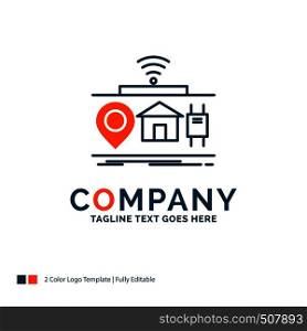 IOT, gadgets, internet, of, things Logo Design. Blue and Orange Brand Name Design. Place for Tagline. Business Logo template.