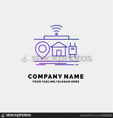 IOT, gadgets, internet, of, things Purple Business Logo Template. Place for Tagline. Vector EPS10 Abstract Template background