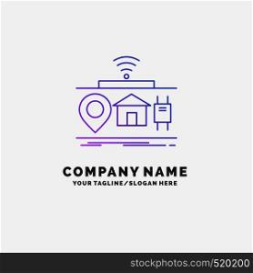 IOT, gadgets, internet, of, things Purple Business Logo Template. Place for Tagline. Vector EPS10 Abstract Template background