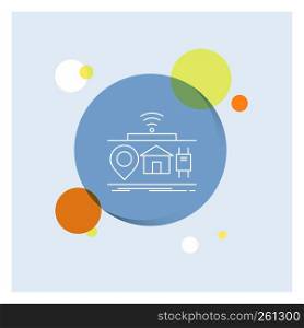 IOT, gadgets, internet, of, things White Line Icon colorful Circle Background