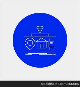 IOT, gadgets, internet, of, things White Line Icon in Circle background. vector icon illustration. Vector EPS10 Abstract Template background