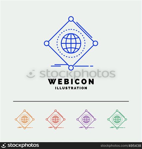 IOT, internet, things, of, global 5 Color Line Web Icon Template isolated on white. Vector illustration. Vector EPS10 Abstract Template background