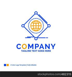IOT, internet, things, of, global Blue Yellow Business Logo template. Creative Design Template Place for Tagline.