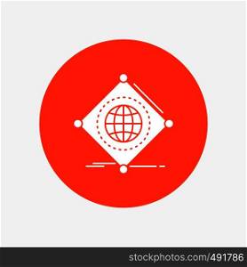IOT, internet, things, of, global White Glyph Icon in Circle. Vector Button illustration. Vector EPS10 Abstract Template background