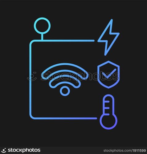 IoT sensors gradient vector icon for dark theme. Information transmission over wireless network. Smart security system. Thin line color symbol. Modern style pictogram. Vector isolated outline drawing. IoT sensors gradient vector icon for dark theme