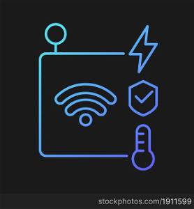 IoT sensors gradient vector icon for dark theme. Information transmission over wireless network. Smart security system. Thin line color symbol. Modern style pictogram. Vector isolated outline drawing. IoT sensors gradient vector icon for dark theme