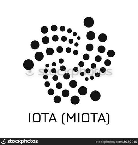IOTA (MIOTA). Vector illustration crypto coin ico. Vector illustration crypto coin icon on isolated white background IOTA (MIOTA). Name of the crypto currency and the short trade name on the exchange. Digital currency