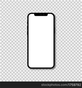 Iphone 12 blank screen vector realistic mock up. Apple mobile phone mockup isolated. Official colors. Front view of Iphone twelve. Modern touchscreen smartphone.