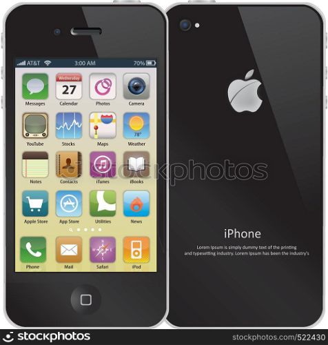 iPhone, Front and Back, Color Illustration