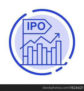 Ipo, Business, Initial, Modern, Offer, Public Blue Dotted Line Line Icon