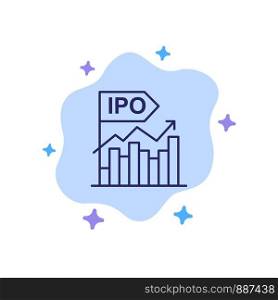 Ipo, Business, Initial, Modern, Offer, Public Blue Icon on Abstract Cloud Background
