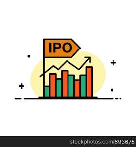 Ipo, Business, Initial, Modern, Offer, Public Business Flat Line Filled Icon Vector Banner Template