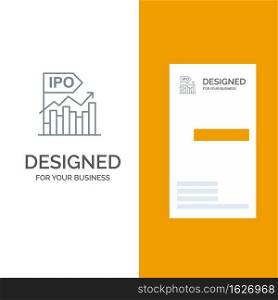 Ipo, Business, Initial, Modern, Offer, Public Grey Logo Design and Business Card Template