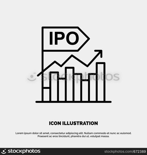 Ipo, Business, Initial, Modern, Offer, Public Line Icon Vector