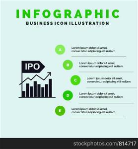 Ipo, Business, Initial, Modern, Offer, Public Solid Icon Infographics 5 Steps Presentation Background