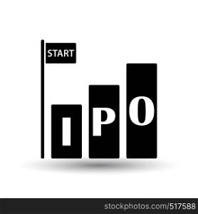 Ipo Icon. Black on White Background With Shadow. Vector Illustration.