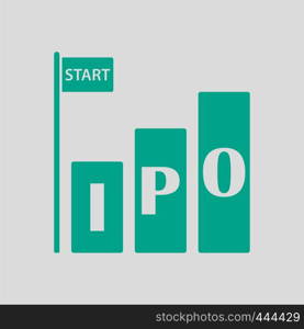 Ipo Icon. Green on Gray Background. Vector Illustration.