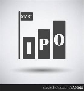 Ipo Icon on gray background, round shadow. Vector illustration.