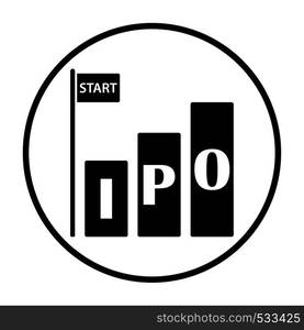 Ipo Icon. Thin Circle Stencil Design. Vector Illustration.