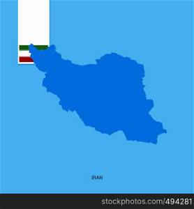 Iran Country Map with Flag over Blue background. Vector EPS10 Abstract Template background