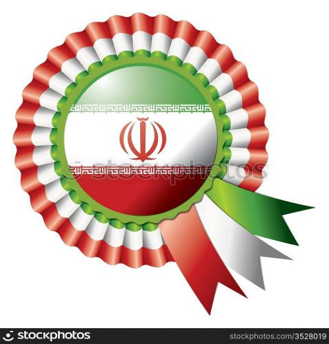 Iran detailed silk rosette flag, eps10 vector illustration
