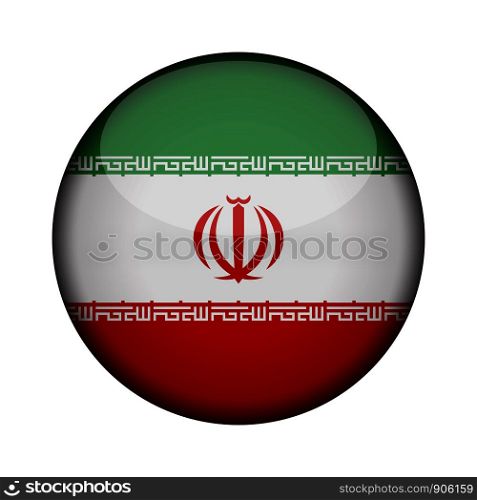 iran Flag in glossy round button of icon. iran emblem isolated on white background. National concept sign. Independence Day. Vector illustration.