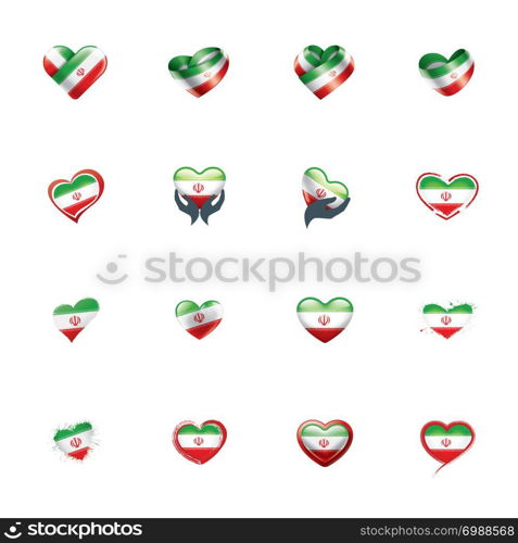 Iran national flag, vector illustration on a white background. Iran flag, vector illustration on a white background