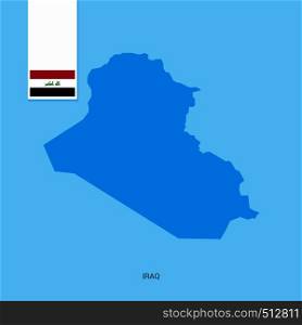 Iraq Country Map with Flag over Blue background. Vector EPS10 Abstract Template background