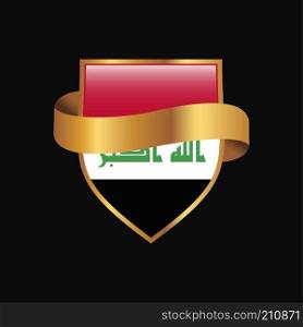 Iraq flag Golden badge design vector