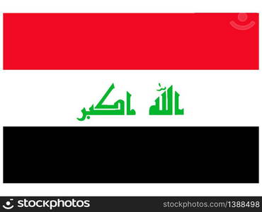 Iraq National flag. original color and proportion. Simply vector illustration background, from all world countries flag set for design, education, icon, icon, isolated object and symbol for data visualisation