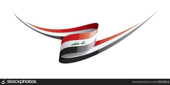 Iraqi national flag, vector illustration on a white background. Iraqi flag, vector illustration on a white background