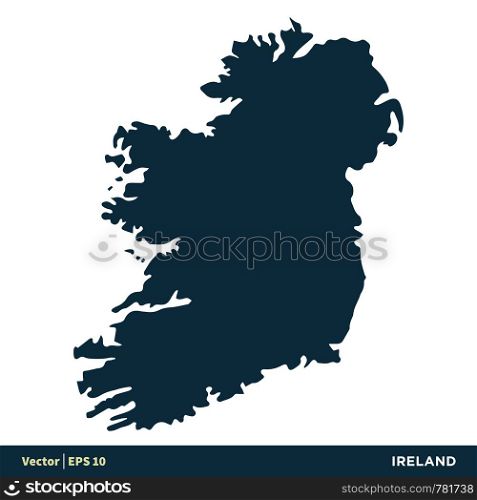 Ireland - Europe Countries Map Vector Icon Template Illustration Design. Vector EPS 10.