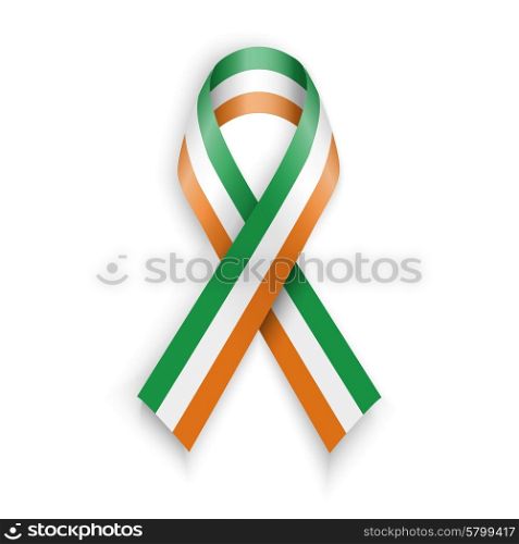 Ireland flag. Abstract irish ribbons isolated on white, vector illustration