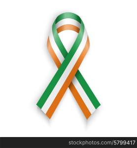 Ireland flag. Abstract irish ribbons isolated on white, vector illustration