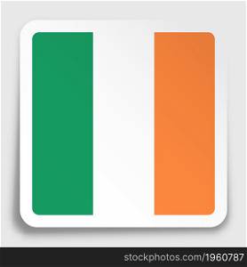 ireland flag icon on paper square sticker with shadow. Button for mobile application or web. Vector