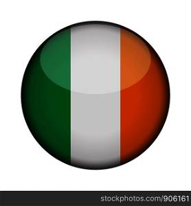 ireland Flag in glossy round button of icon. ireland emblem isolated on white background. National concept sign. Independence Day. Vector illustration.
