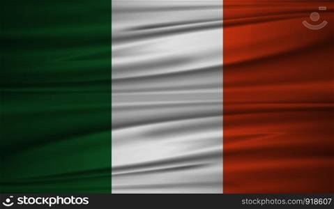 Ireland flag vector. Vector flag of Ireland blowig in the wind. EPS 10.