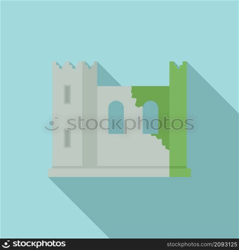 Ireland fortress icon flat vector. Dublin castle. Medieval tower landscape. Ireland fortress icon flat vector. Dublin castle