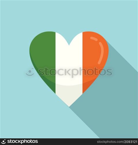 Ireland heart icon flat vector. Irish flag. Travel ireland sticker. Ireland heart icon flat vector. Irish flag