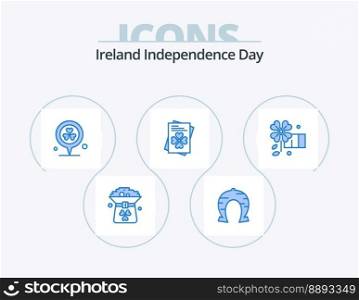 Ireland Independence Day Blue Icon Pack 5 Icon Design. anemone. world. luck. passport. pin