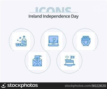 Ireland Independence Day Blue Icon Pack 5 Icon Design. gold. ireland. patricks. computer. ireland