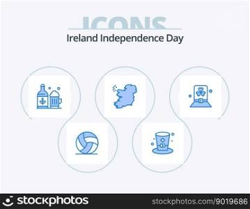 Ireland Independence Day Blue Icon Pack 5 Icon Design. green. costume. beer. ireland. world