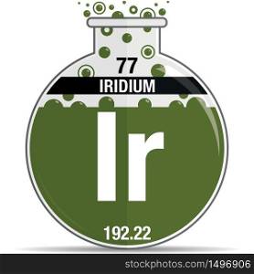 Iridium symbol on chemical round flask. Element number 77 of the Periodic Table of the Elements - Chemistry. Vector image