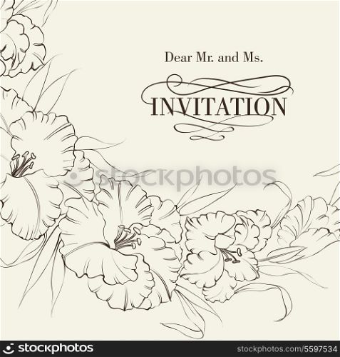 Iris flower isolated on white background. Vector illustration.