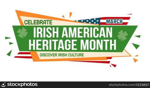 Irish american heritage month banner design on white background, vector illustration