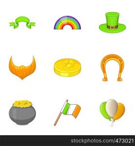 Irish icons set. Cartoon set of 9 irish vector icons for web isolated on white background. Irish icons set, cartoon style